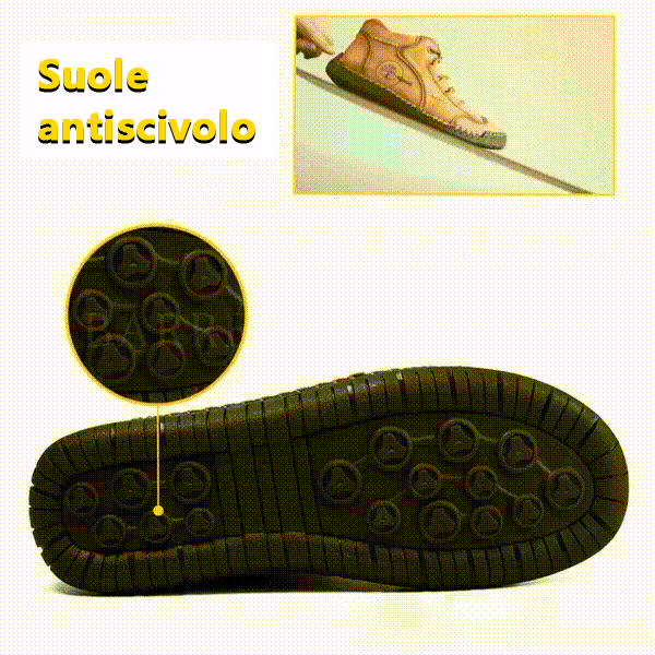 🔥 Sconto del 50% | Scarpe in pregiata pelle di vitello: supporto plantare, impermeabili e antiscivolo. Cammina in tutta comodità!