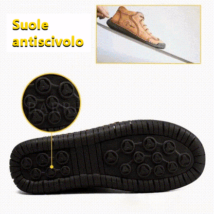 🔥 Sconto del 50% | Scarpe in pregiata pelle di vitello: supporto plantare, impermeabili e antiscivolo. Cammina in tutta comodità!