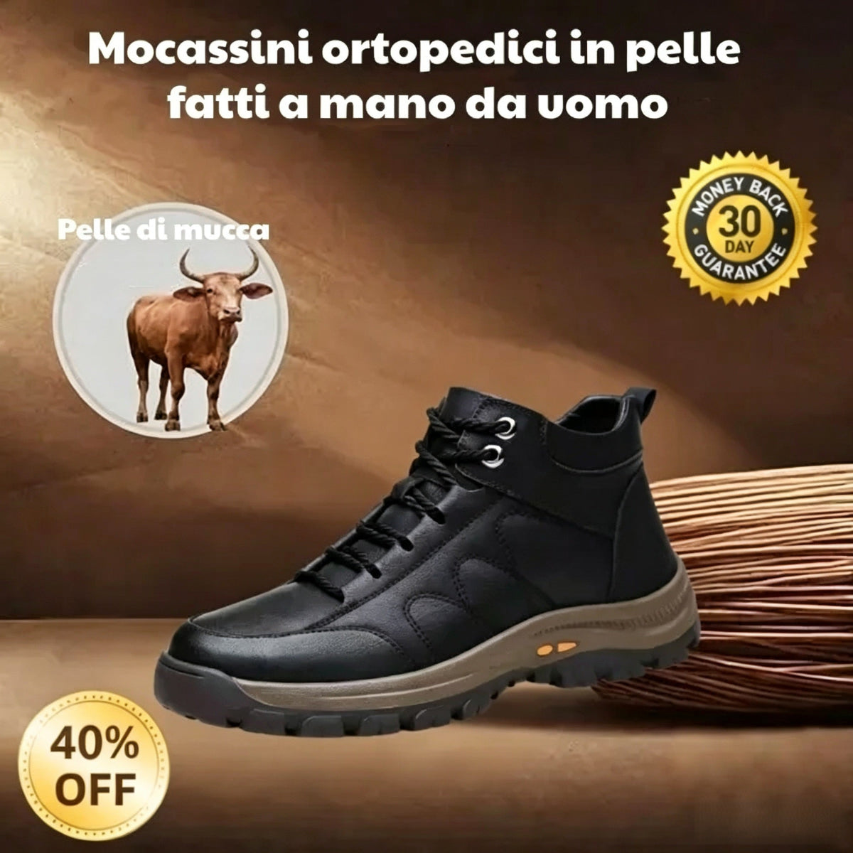 ⏰ Ultimo giorno! Sconto del 50%! 👞 Scarpe in vera pelle italiana 🐂 Cucite a mano, morbide e comode ✅ Supporto per l'arco plantare; riduce la pressione sui piedi e garantisce comfort per tutto il giorno.