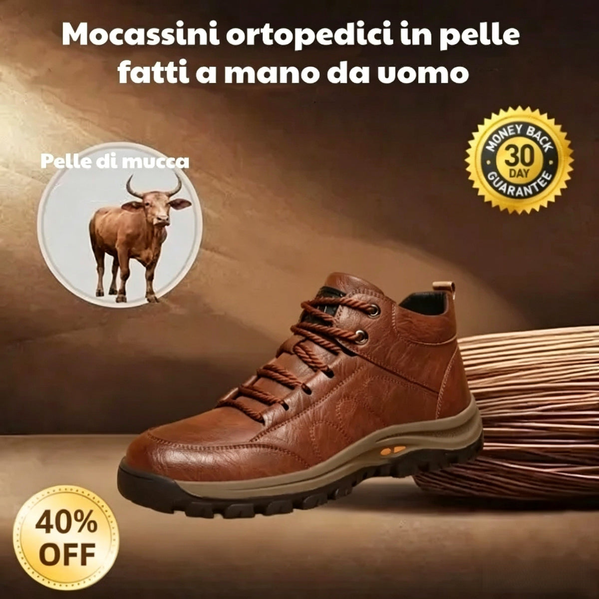 ⏰ Ultimo giorno! Sconto del 50%! 👞 Scarpe in vera pelle italiana 🐂 Cucite a mano, morbide e comode ✅ Supporto per l'arco plantare; riduce la pressione sui piedi e garantisce comfort per tutto il giorno.