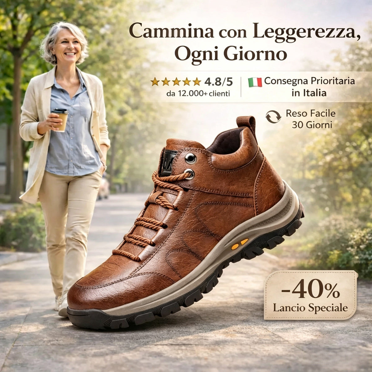 ⏰ Ultimo giorno! Sconto del 50%! 👞 Scarpe in vera pelle italiana 🐂 Cucite a mano, morbide e comode ✅ Supporto per l'arco plantare; riduce la pressione sui piedi e garantisce comfort per tutto il giorno.