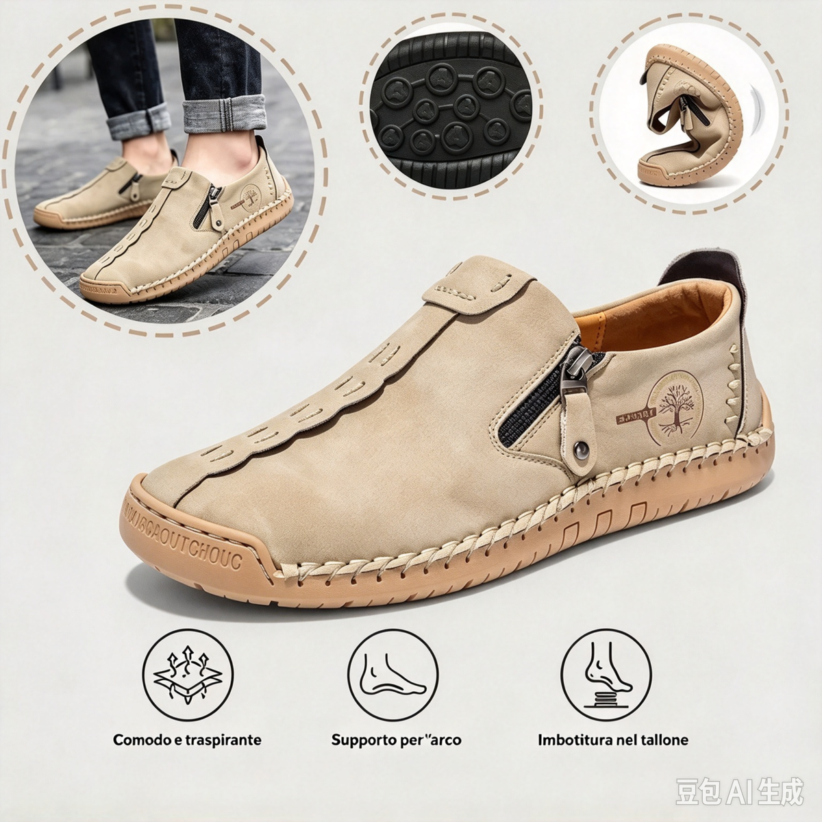 🐂 Scarpe da uomo in pelle di vitello, prodotte in Australia 👞 Cucite a mano, facili da indossare e da togliere ✅ Sostegno dell'arco plantare, sollievo dal dolore – camminata confortevole