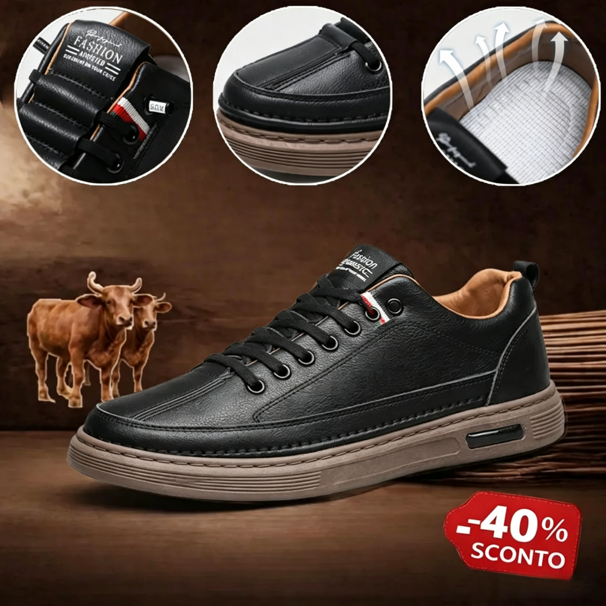 ⏰ Ultimo giorno! Sconto del 50%! 🐂 Scarpe da uomo in pelle di vitello made in Australia 👞 Cucite a mano, facili da indossare e sfilare ✅ Supporto per l'arco plantare
