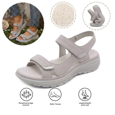 Kényelmes ortopéd szandál – ergonómikus talpívtámasz, állítható szélesség, kiemeli a láb vonalait.